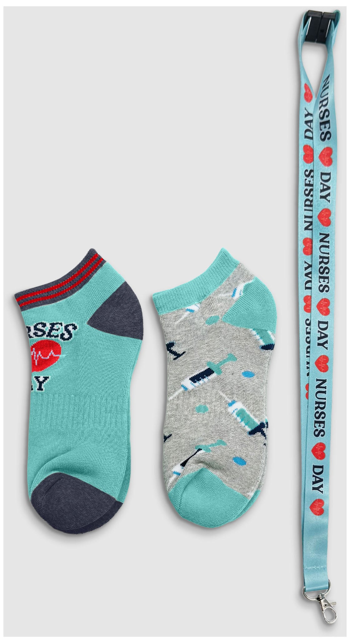Everyday Nurses Gift Set — 2-Pack Ankle Socks & Matching Lanyard