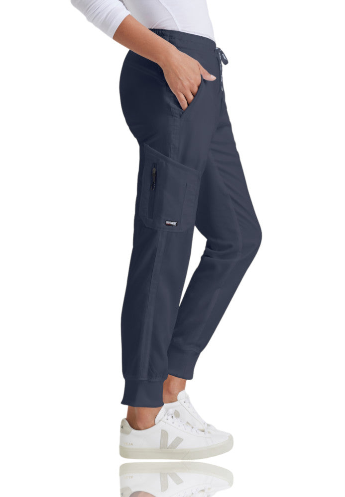 Tall Kira 5-Pocket Mid-Rise Jogger Scrub Pant Women's Tall Scrub Jogger Grey's Anatomy Steel XS