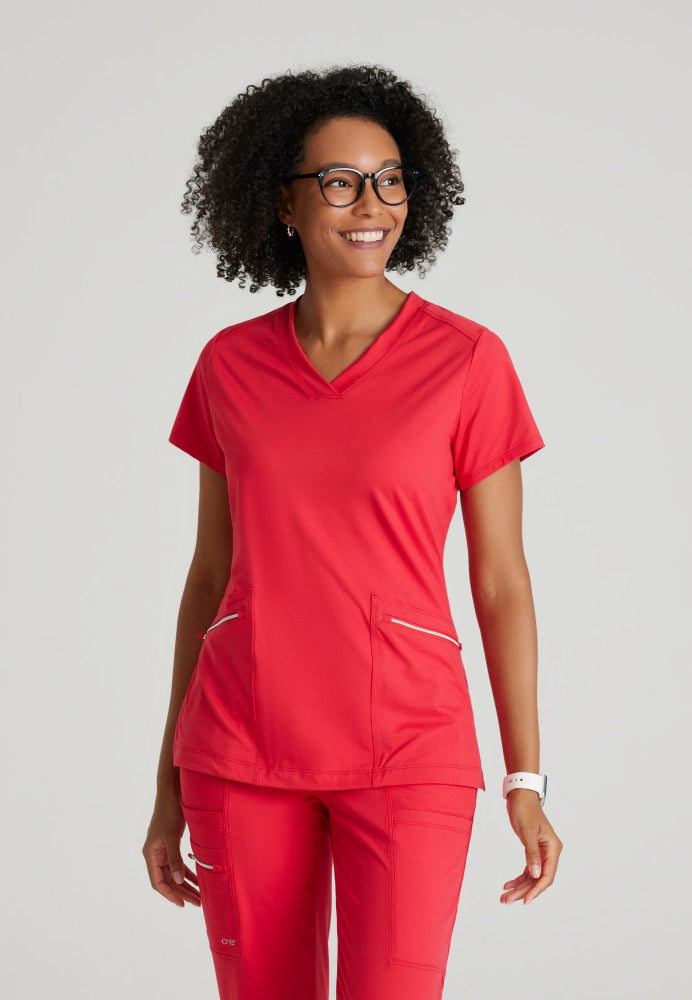 Victory Knit 2-Pocket V-Neck Scrub Top Women's Scrub Top Barco One Performance Knit Grenadine XXS