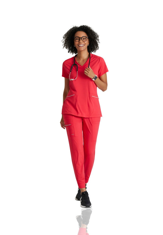 Victory Knit 2-Pocket V-Neck Scrub Top Women's Scrub Top Barco One Performance Knit