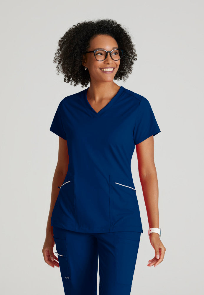 Victory Knit 2-Pocket V-Neck Scrub Top Women's Scrub Top Barco One Performance Knit