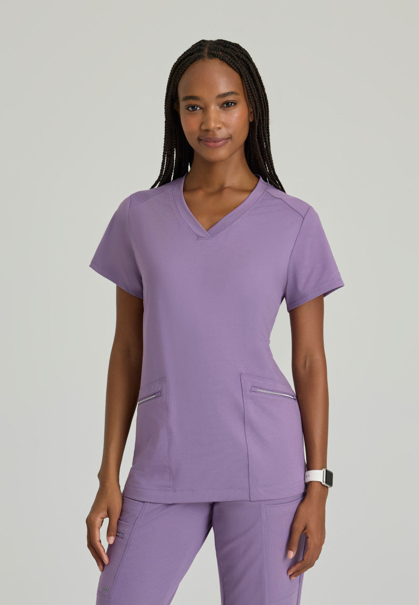 Victory Knit 2-Pocket V-Neck Scrub Top Women's Scrub Top Barco One Performance Knit Dusty Lavender XXS