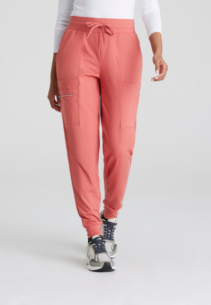 Barco One | Pro Knit 5-Pocket Drawcord Waist Jogger Scrub Pant Women's Scrub Jogger Barco One Performance Knit Ginger Rose XXS 