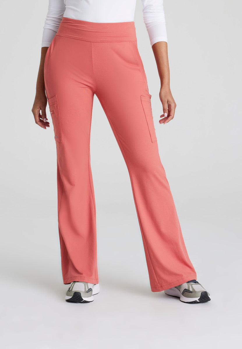 Barco One | Sprint Knit 7-Pocket High-Rise Flare Leg Scrub Pant Women's Scrub Pant Barco One Performance Knit Ginger Rose XXS 