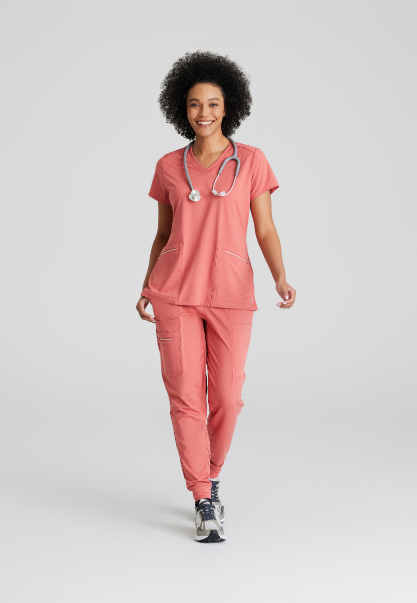 Victory Knit 2-Pocket V-Neck Scrub Top Women's Scrub Top Barco One Performance Knit