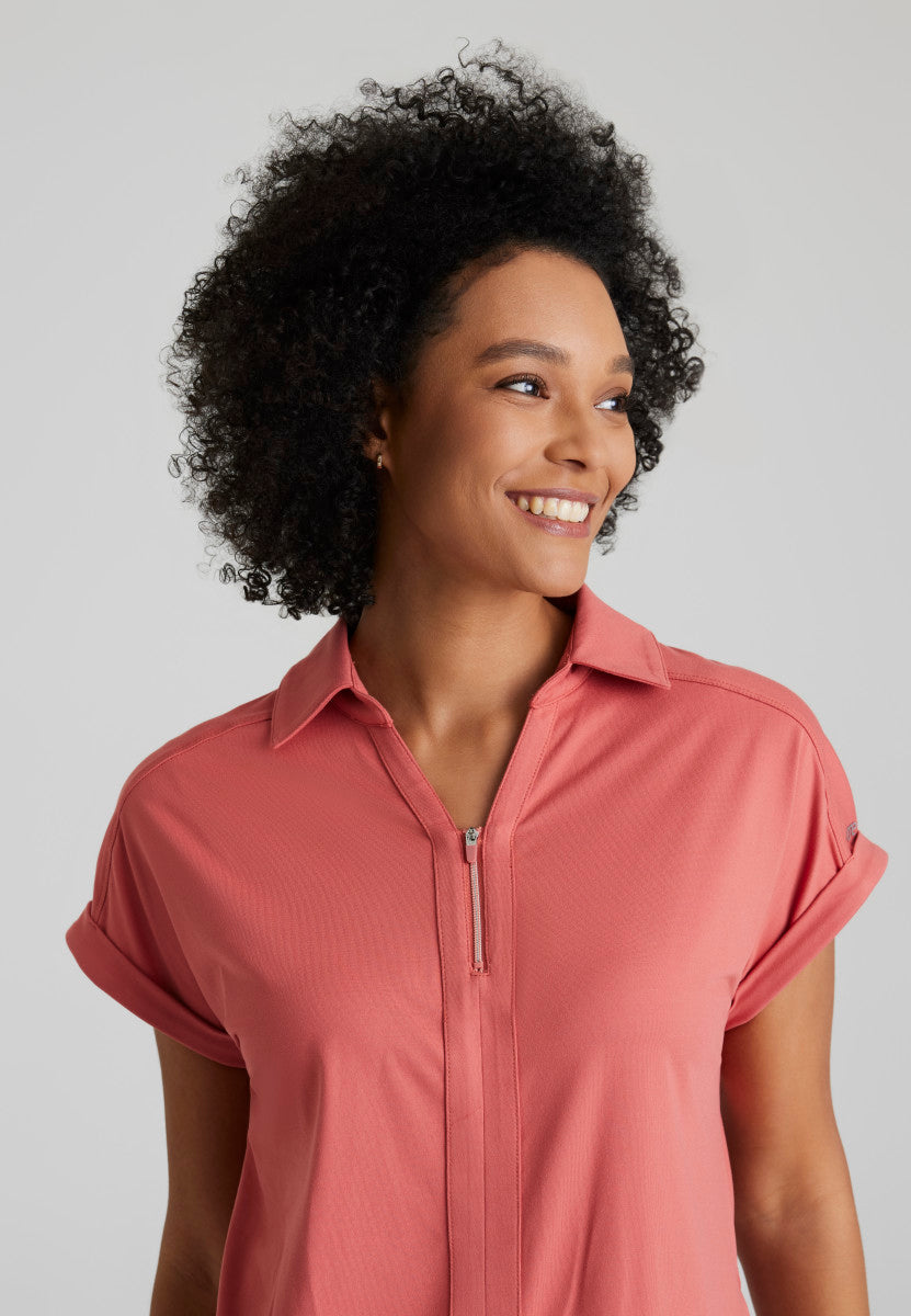 Barco One | Engage Knit 2-Pocket Zip-Neck Dolman Scrub Top Women's Scrub Top Barco One Performance Knit   