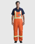 Premium Uniforms 100% Cotton Hi-Vis Bib-Overalls in the color safety orange.