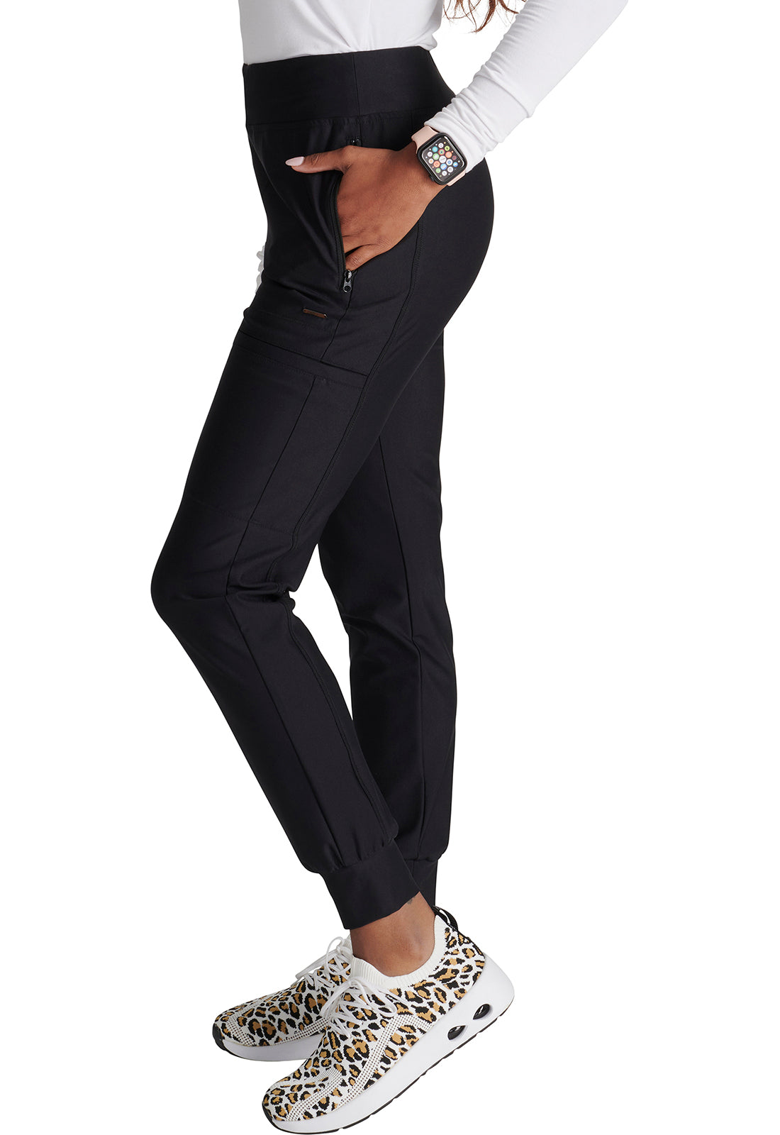 Petite Cherokee Form Jogger - Mid Rise Tapered Leg Jogger Scrub Pant Women's Petite Scrub Jogger Cherokee Form   