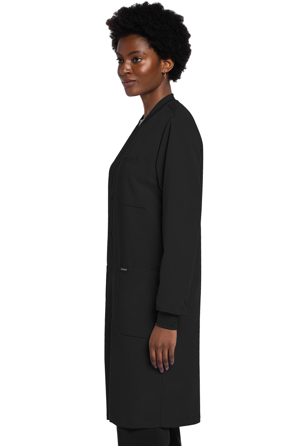 Unisex Modern Fit 40" Black Snap Front Lab Coat Unisex Lab Coat Project Lab by Cherokee