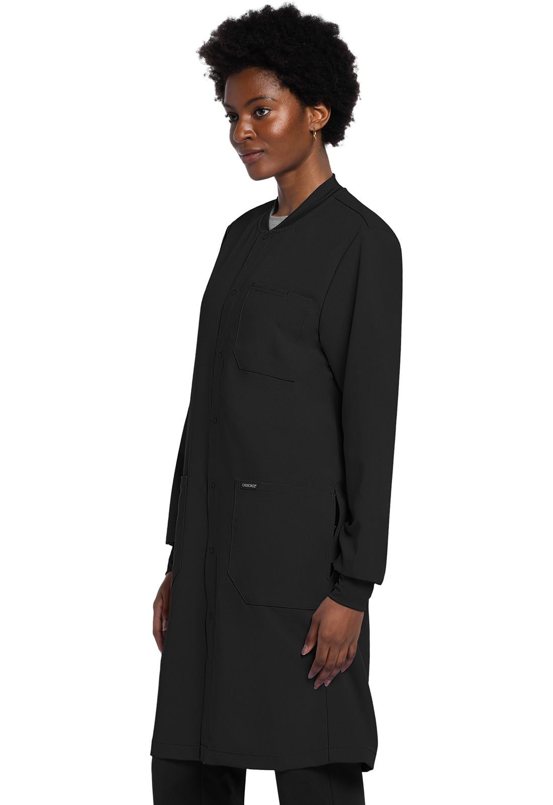 Unisex Modern Fit 40" Black Snap Front Lab Coat Unisex Lab Coat Project Lab by Cherokee