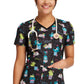 Cherokee iFlex | V-Neck Knit Panel Print Scrub Top Women's Print Top Cherokee iFlex Feline Fancy XXS 