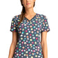 Cherokee iFlex | V-Neck Knit Panel Print Scrub Top Women's Print Top Cherokee iFlex Playful Dots XXS 