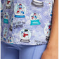 Cherokee Print Top - V-Neck Print Top in Chillin' Snowmies Women's Holiday Print Scrub Top Cherokee Prints   