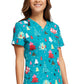 Cherokee Prints Top - V-Neck Tuckable Scrub Top Women's Holiday Print Top Cherokee Prints   