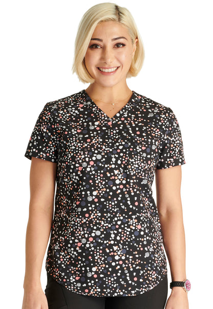 Cherokee Prints | V-Neck Tuckable Print Top in Sweetheart Geo Women's Print Scrub Top Cherokee Prints S  