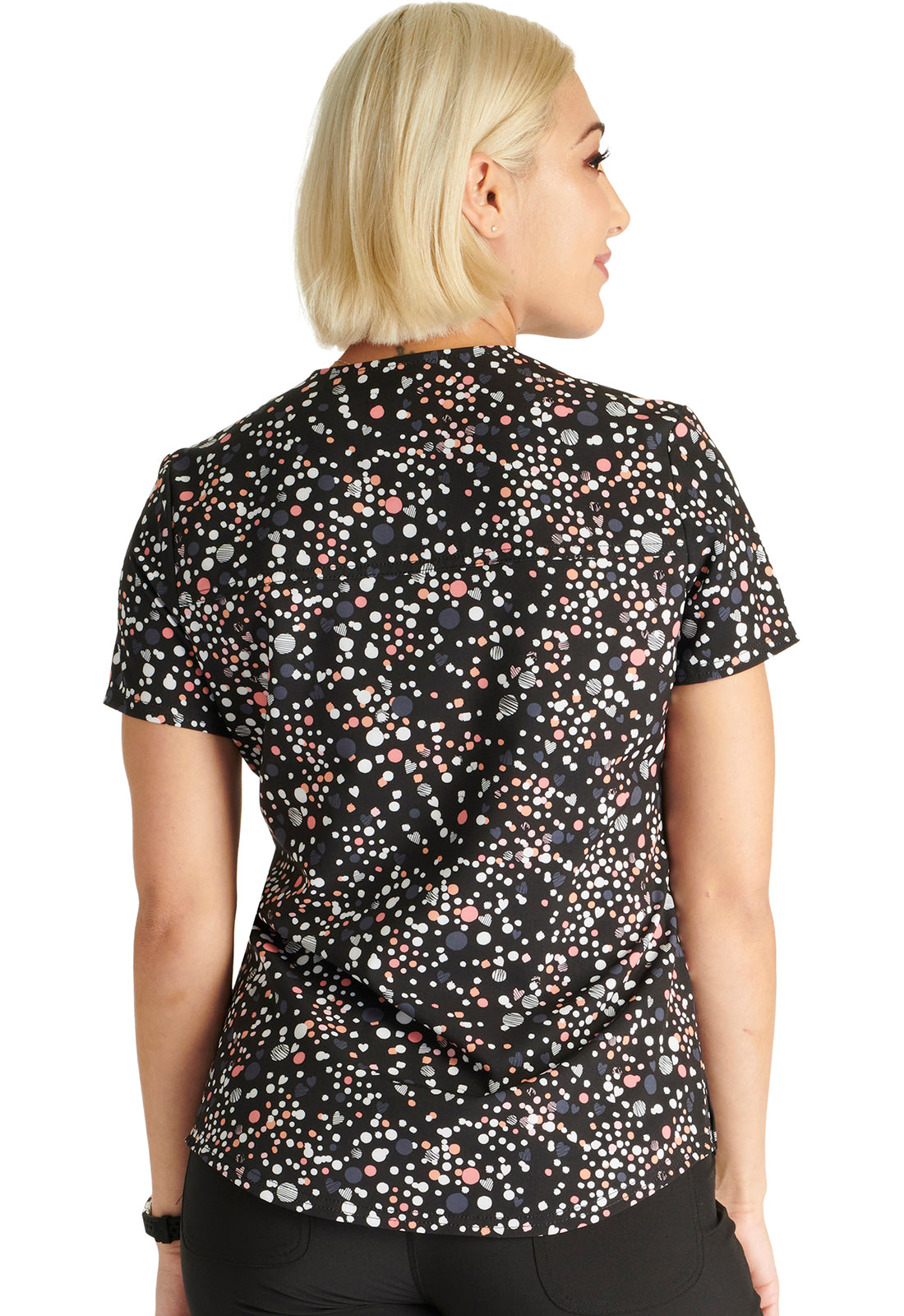 Cherokee Prints | V-Neck Tuckable Print Top in Sweetheart Geo Women's Print Scrub Top Cherokee Prints   