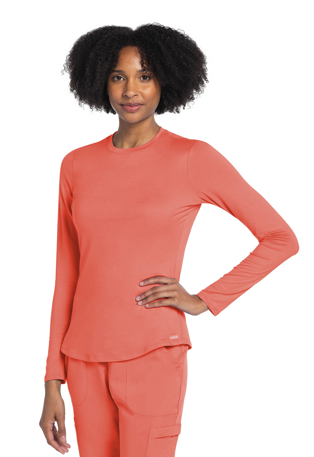 Long Sleeve Underscrub Knit Tee Women's Underscrub Cherokee Basics Coral Rush XS