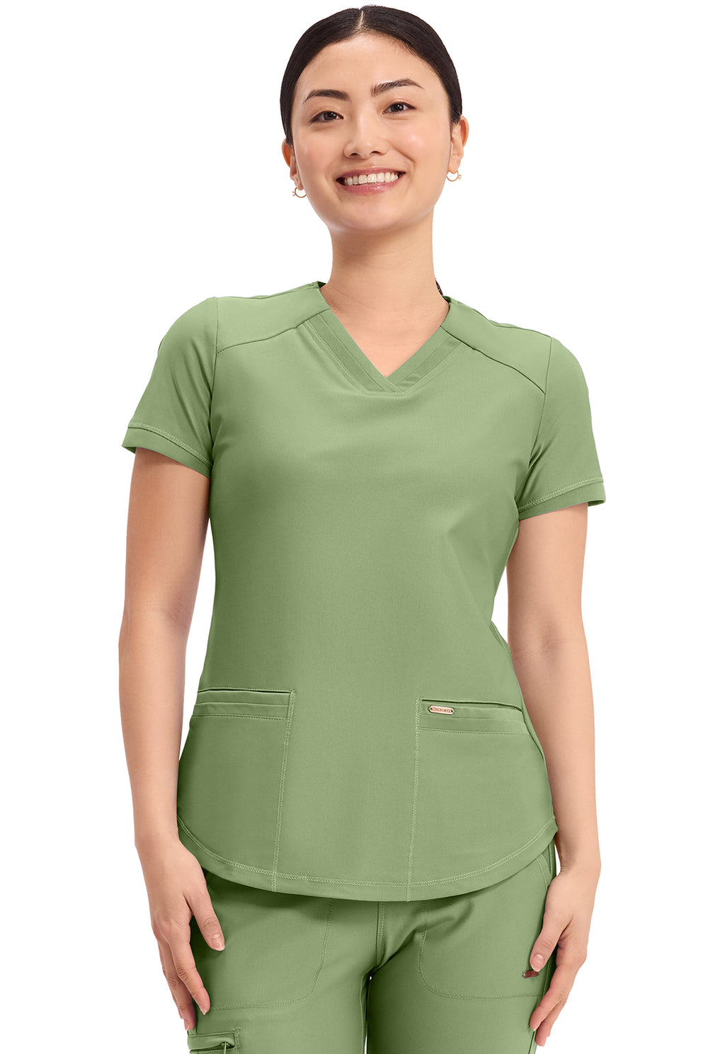 Cherokee Form V-Neck Scrub Top – Ultra Stretch Women's Scrub Top Cherokee Form Bright Sage XXS