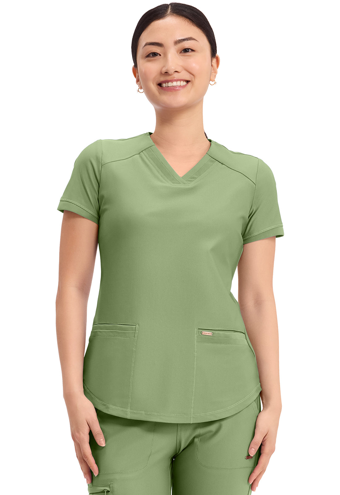Cherokee Form V-Neck Scrub Top – Ultra Stretch Women's Scrub Top Cherokee Form Bright Sage XXS