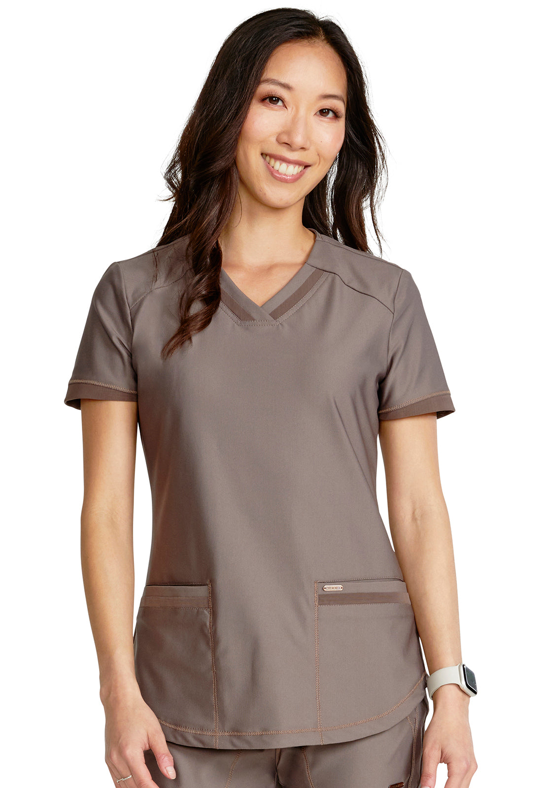 Cherokee Form V-Neck Scrub Top – Ultra Stretch Women's Scrub Top Cherokee Form Iron XXS