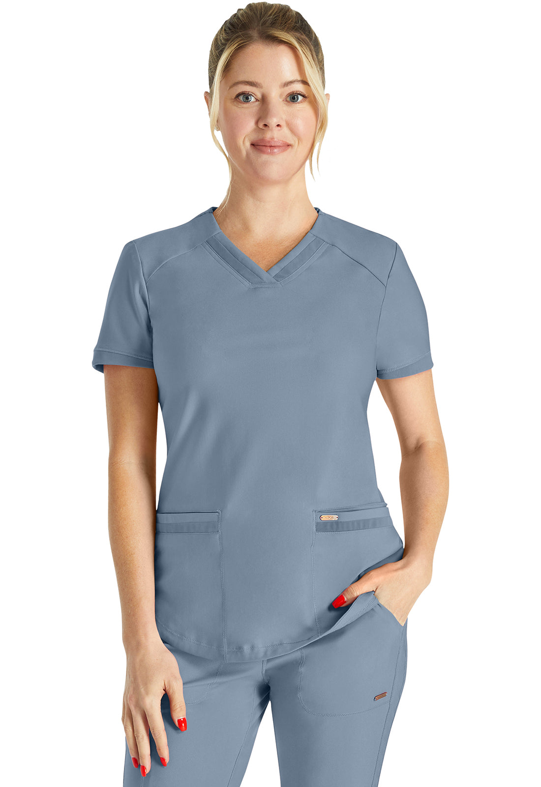 Cherokee Form V-Neck Scrub Top – Ultra Stretch Women's Scrub Top Cherokee Form Ocean Ash XXS