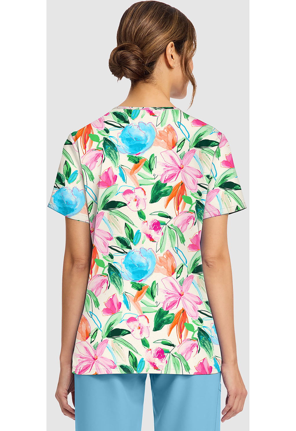 Painterly Floral Scrub Top