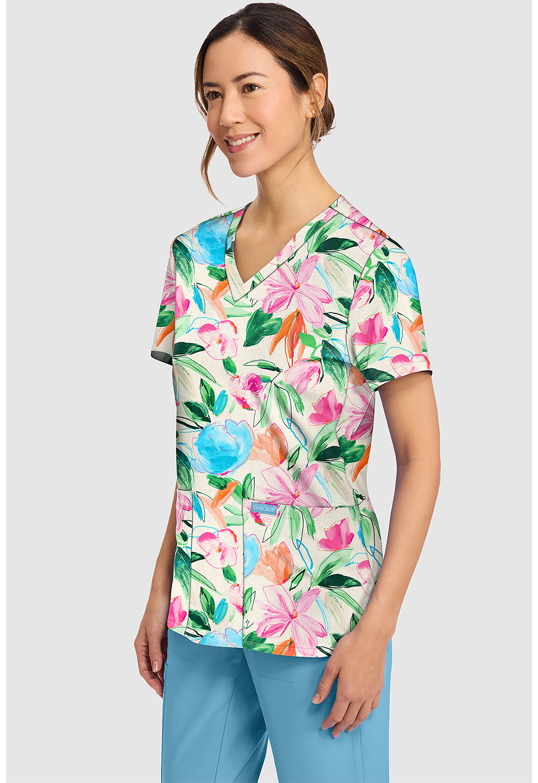 Painterly Floral Scrub Top