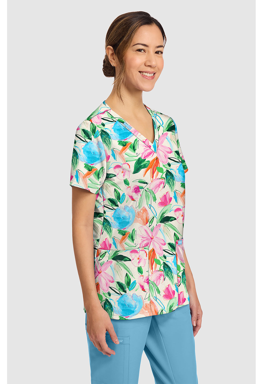 Painterly Floral Scrub Top
