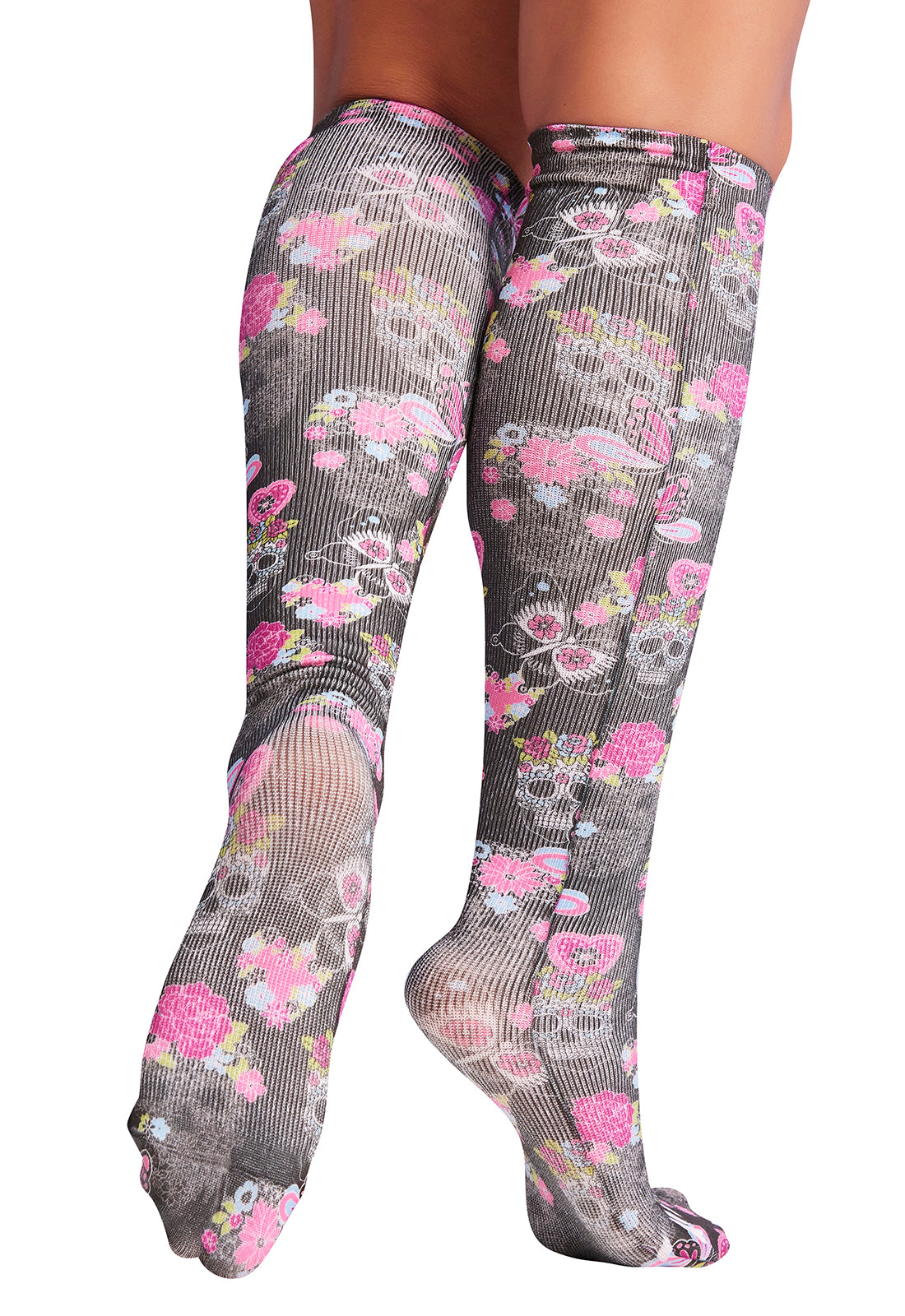 Sugar Skull Flutter - Knee-High Compression Socks 8–15 mmHg Women's Compression Socks Cherokee Legwear