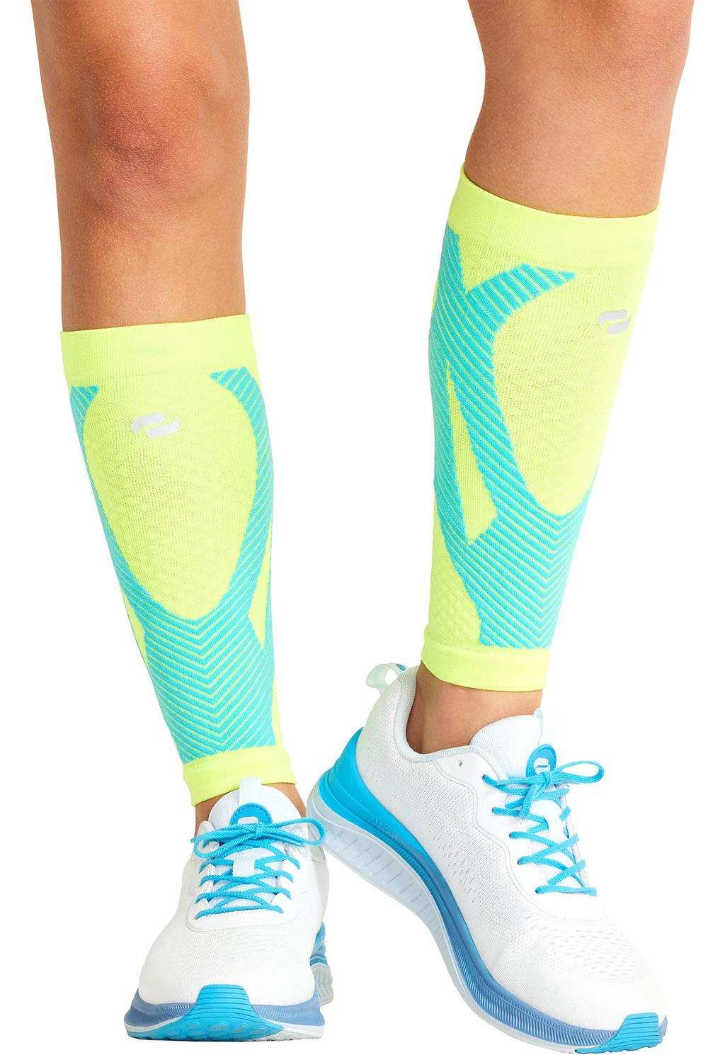 Hyper Yellow Turquoise - Compression Calf Sleeve Compression Calf Sleeve Cherokee Legwear Regular