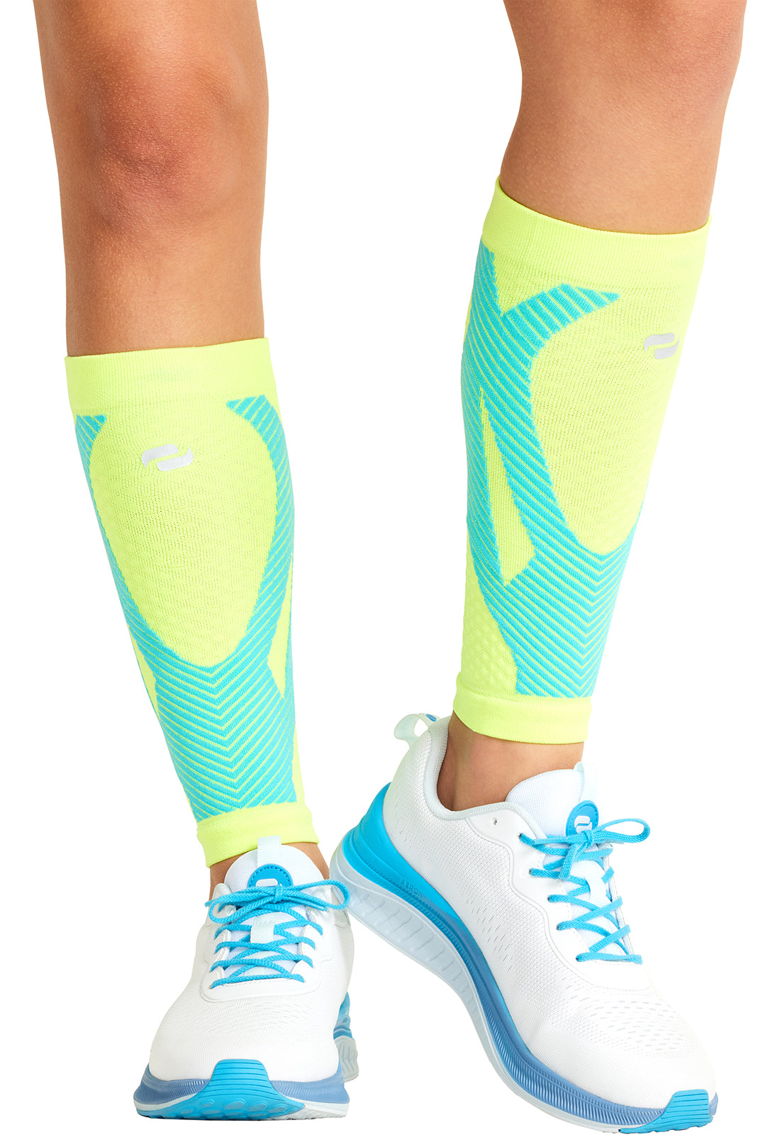 Hyper Yellow Turquoise - Compression Calf Sleeve Compression Calf Sleeve Cherokee Legwear Regular