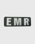 EMR text letters on a Black and Silver Patch