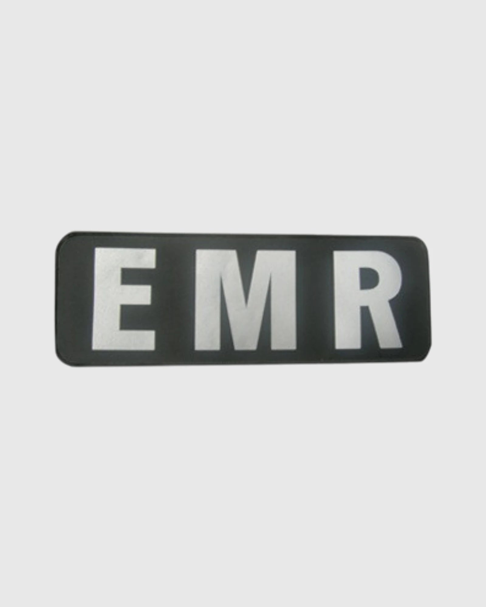EMR text letters on a Black and Silver Patch