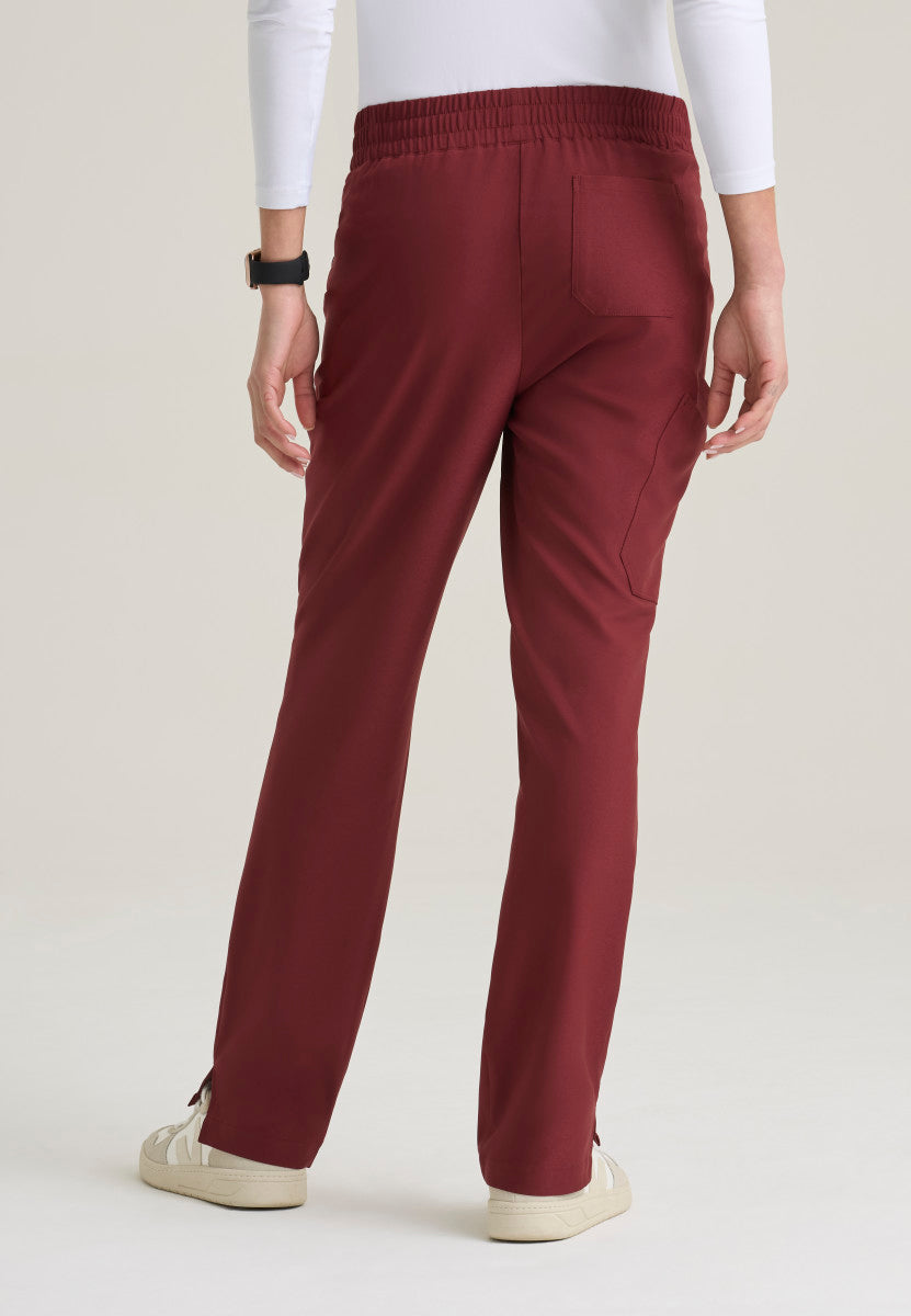 Back view Grey's Anatomy Evolve Cosmo Tapered Scrub Pant | Barco GSSP627 in Chestnut.