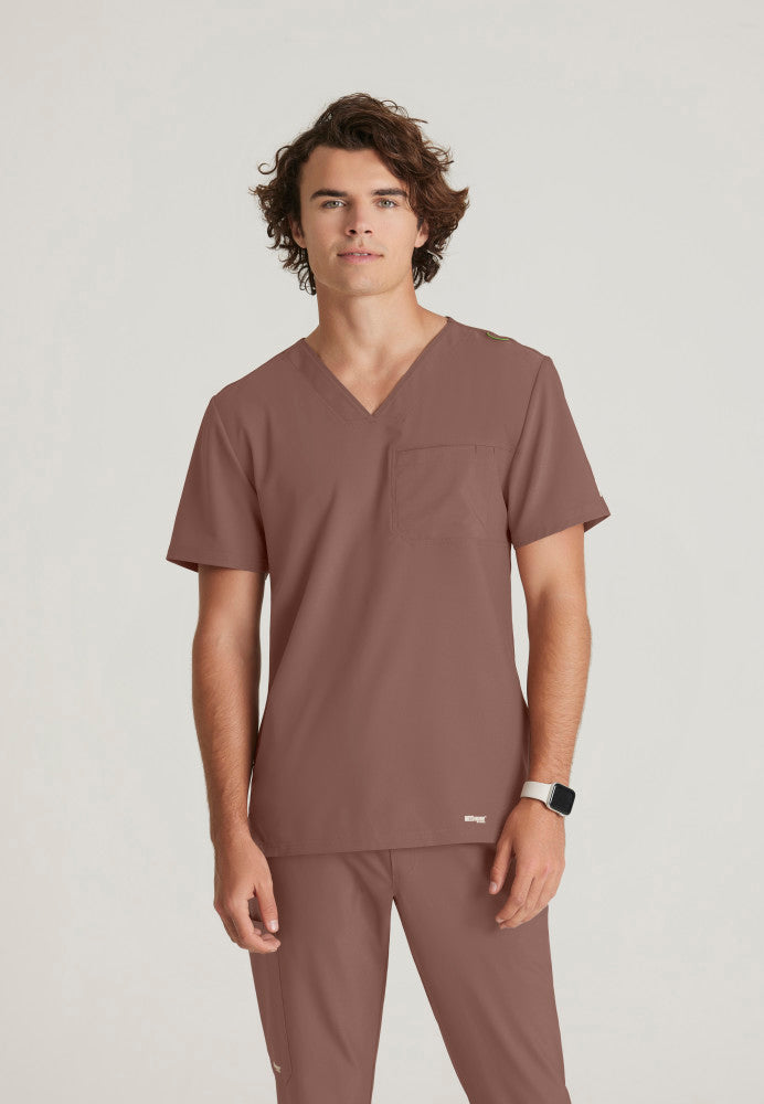 Journey 1-Pocket Scrub Top Men's Scrub Top Grey's Anatomy Evolve Driftwood XS