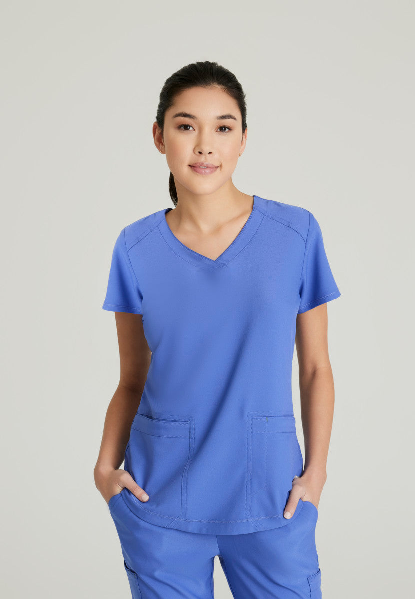 Rhythm 2-Pocket Scrub Top Women's Scrub Top Grey's Anatomy Evolve Vivid Lapis XS