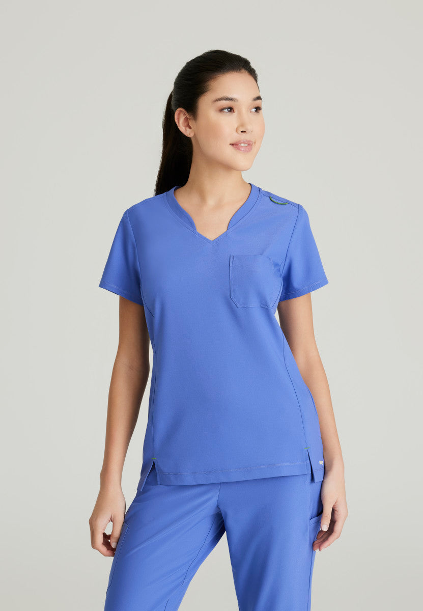 Grey's Anatomy Evolve | Sway 1-Pocket Banded V-Neck Scrub Top Women's Scrub Top Grey's Anatomy Evolve Vivid Lapis XXS 