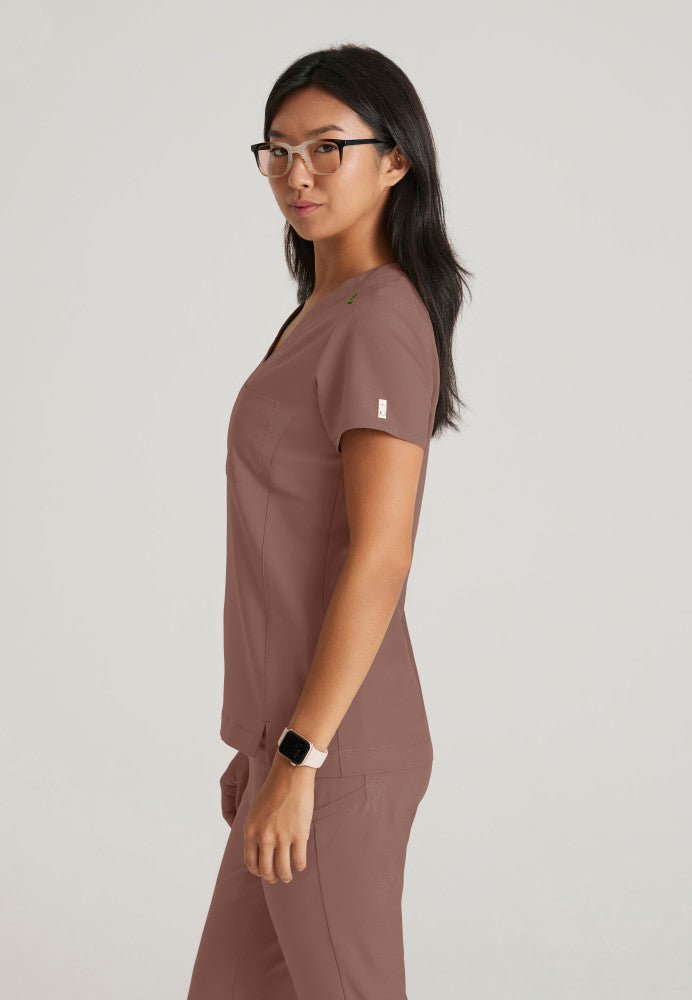 Sway 1-Pocket Banded V-Neck Scrub Top Women's Scrub Top Grey's Anatomy Evolve
