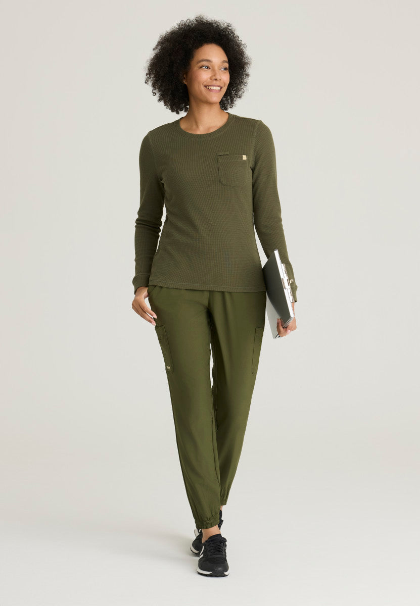 Wanderlust Single Patch Pocket Long Sleeve Top Women's Underscrub Grey's Anatomy Evolve by Barco