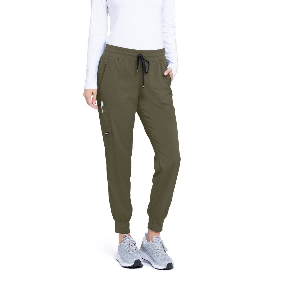 Petite Eden 5-Pocket Mid-Rise Jogger Scrub Pant Women's Petite Scrub Jogger Grey's Anatomy Olive XXS