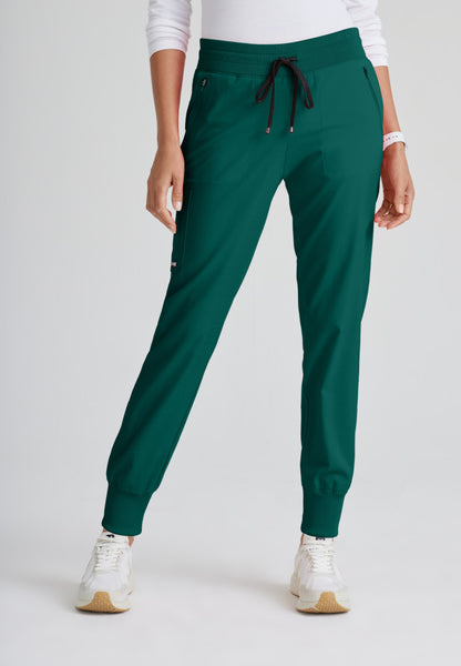 Grey's Anatomy | Eden 5-Pocket Mid-Rise Jogger Scrub Pant Women's Scrub Jogger Grey's Anatomy Hunter Green XXS 