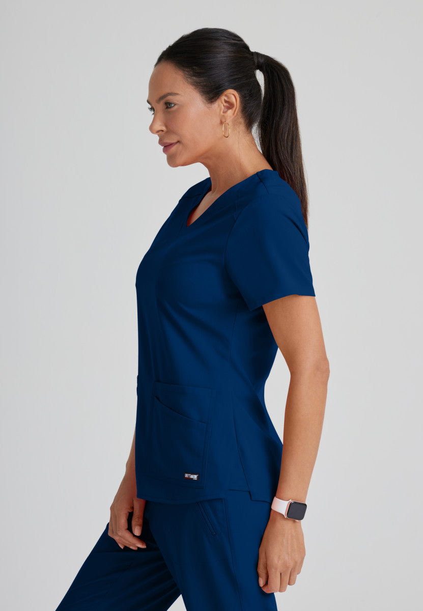 Emma 4-Pocket V-Neck Scrub Top Women's Scrub Top Grey's Anatomy Spandex Stretch
