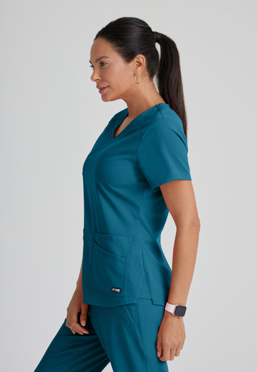 Emma Scrub Top – 4 Pockets Women's Scrub Top Grey's Anatomy Spandex Stretch