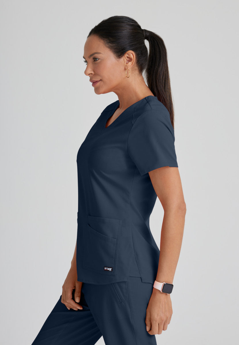 Emma 4-Pocket V-Neck Scrub Top Women's Scrub Top Grey's Anatomy Spandex Stretch
