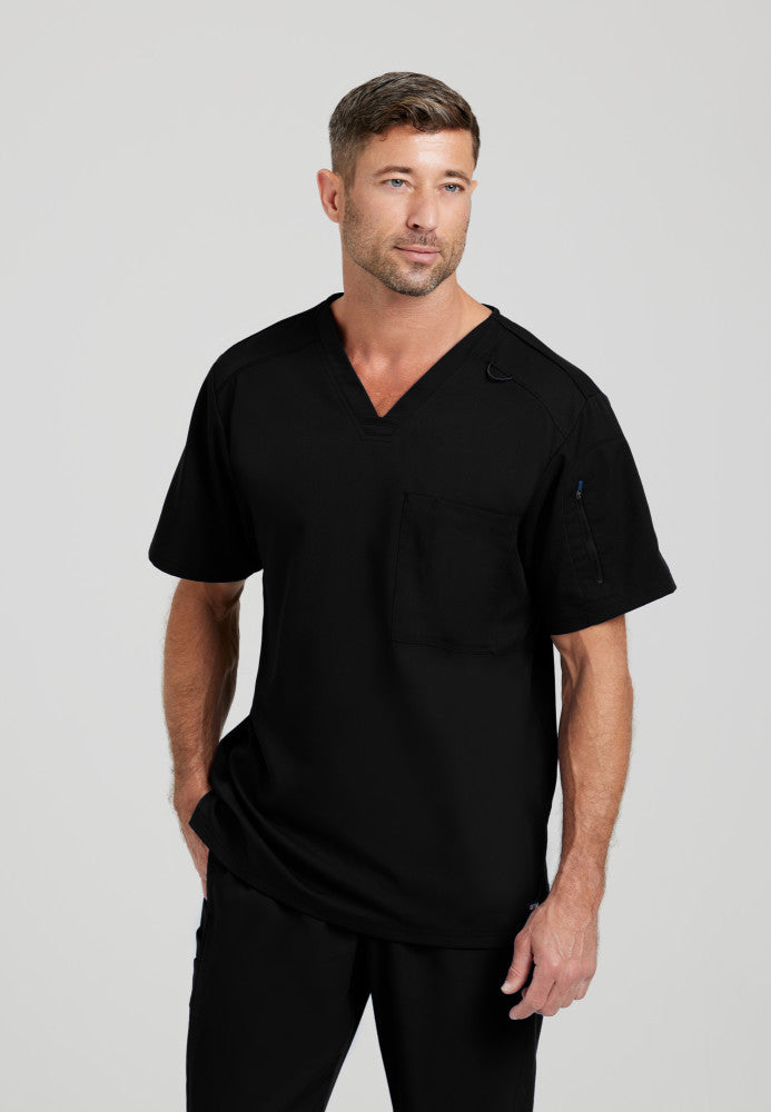 Murphy 2-Pocket V-Neck Men's Scrub Top Men's Scrub Top Grey's Anatomy Spandex Stretch Black XS