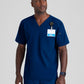 Grey's Anatomy Murphy Top - Men's Chest Pocket V-Neck Scrub Top Men's Scrub Top Grey's Anatomy Spandex Stretch Navy/Indigo XS 