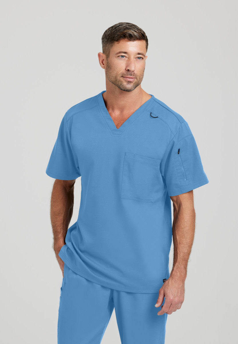 Grey's Anatomy | Murphy 2-Pocket V-Neck Men's Scrub Top Men's Scrub Top Grey's Anatomy Ceil Blue XS 