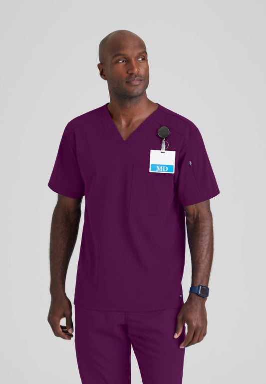 Murphy 2-Pocket V-Neck Men's Scrub Top Men's Scrub Top Grey's Anatomy Wine XS