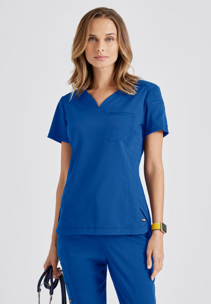 Grey's Anatomy | Capri 2-Pocket Hourglass V-Neck Scrub Top Women's Scrub Top Grey's Anatomy New Royal XXS 