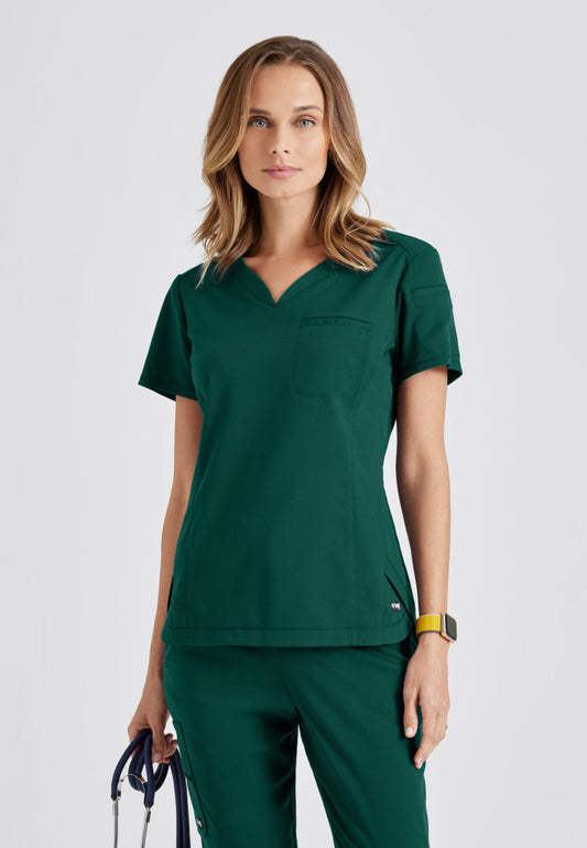 Grey's Anatomy | Capri 2-Pocket Hourglass V-Neck Scrub Top Women's Scrub Top Grey's Anatomy Hunter Green XXS 